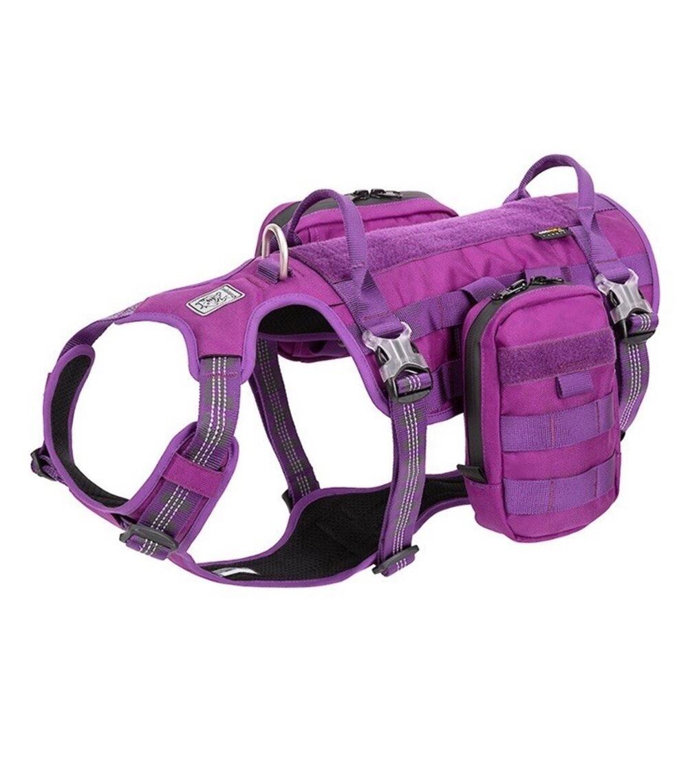 Tactical Harness Vest with Waterproof Backpack Medium (Purple) chest 22-27 inch